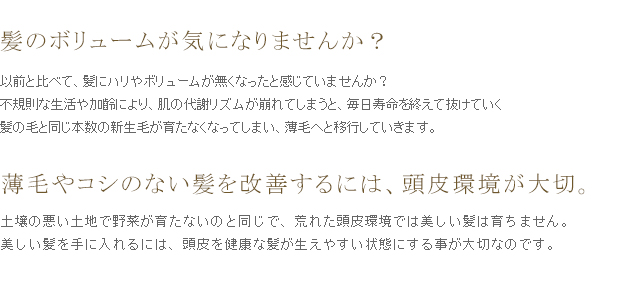 髪のボリュームが気になりませんか?