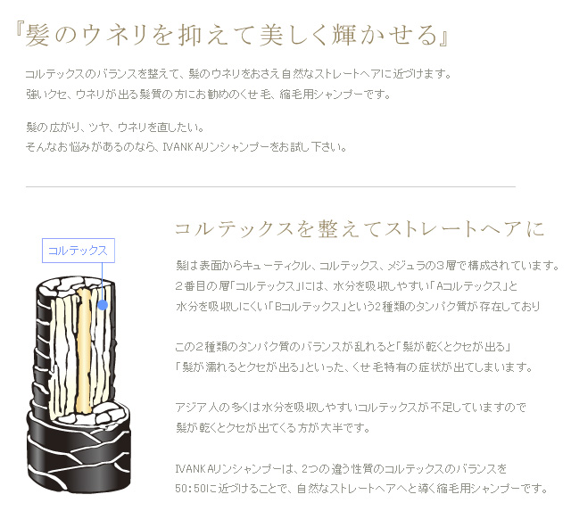 髪のウネリを抑えて美しく輝かせる