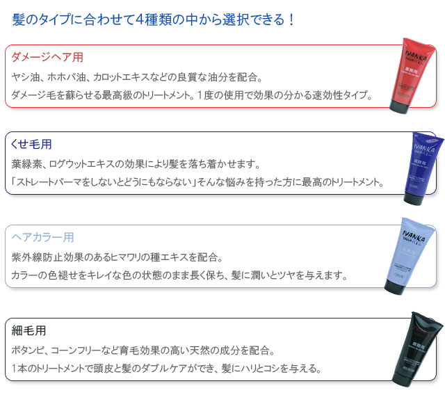 髪質別にトリートメントを選択